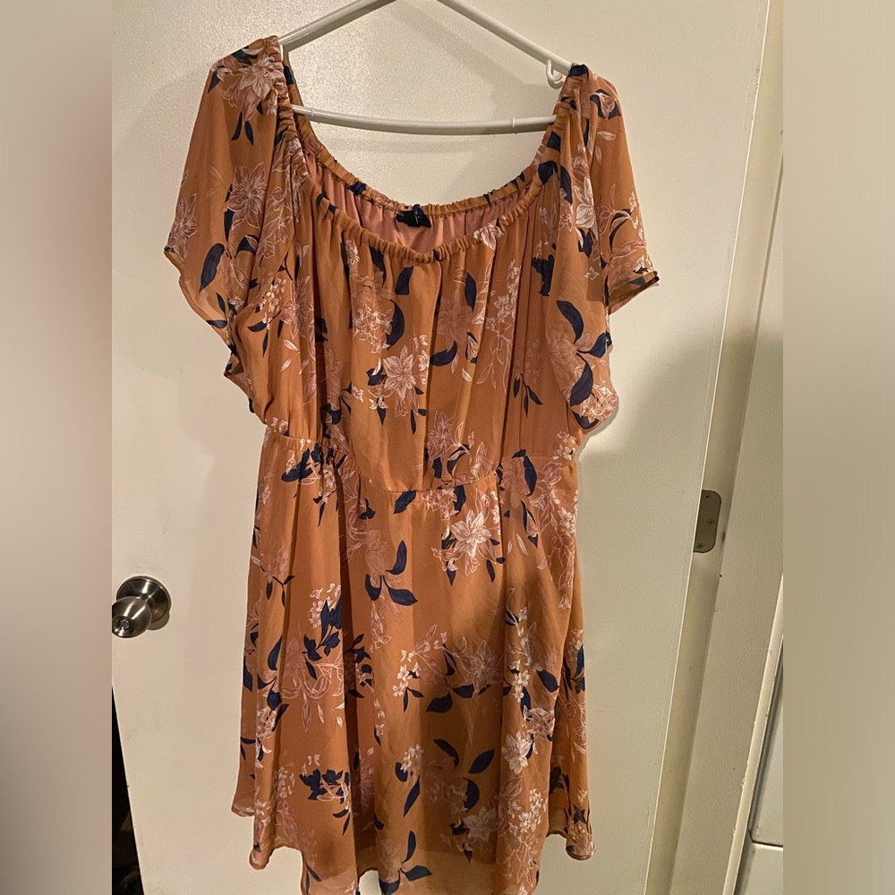 Floral Women's dress in Salmon and Blue